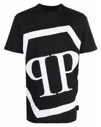 T-shirt à col rond imprimé noir et blanc Philipp Plein