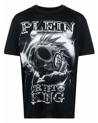 T-shirt à col rond imprimé noir et blanc Philipp Plein