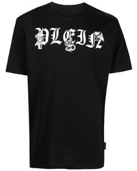 T-shirt à col rond imprimé noir et blanc Philipp Plein