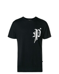 T-shirt à col rond imprimé noir et blanc Philipp Plein