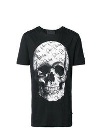 T-shirt à col rond imprimé noir et blanc Philipp Plein