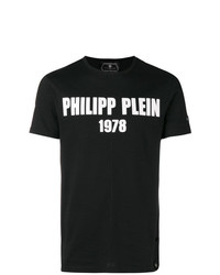 T-shirt à col rond imprimé noir et blanc Philipp Plein