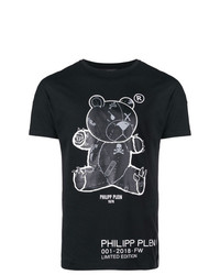 T-shirt à col rond imprimé noir et blanc Philipp Plein