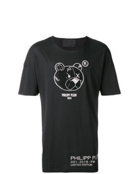 T-shirt à col rond imprimé noir et blanc Philipp Plein