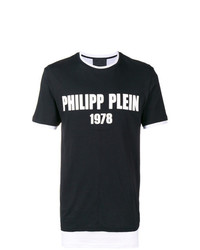 T-shirt à col rond imprimé noir et blanc Philipp Plein