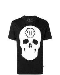 T-shirt à col rond imprimé noir et blanc Philipp Plein