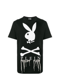 T-shirt à col rond imprimé noir et blanc Philipp Plein