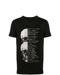 T-shirt à col rond imprimé noir et blanc Philipp Plein