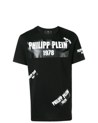 T-shirt à col rond imprimé noir et blanc Philipp Plein