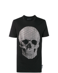 T-shirt à col rond imprimé noir et blanc Philipp Plein