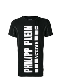 T-shirt à col rond imprimé noir et blanc Philipp Plein