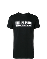 T-shirt à col rond imprimé noir et blanc Philipp Plein