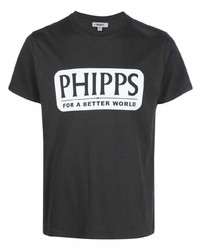 T-shirt à col rond imprimé noir et blanc Phipps