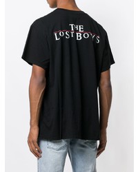 T-shirt à col rond imprimé noir et blanc Amiri