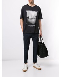 T-shirt à col rond imprimé noir et blanc Emporio Armani