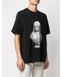 T-shirt à col rond imprimé noir et blanc Trussardi