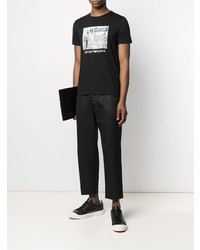 T-shirt à col rond imprimé noir et blanc Emporio Armani