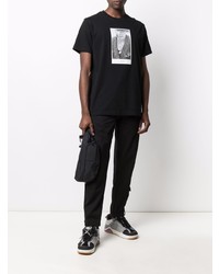 T-shirt à col rond imprimé noir et blanc Maharishi