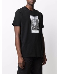 T-shirt à col rond imprimé noir et blanc Maharishi