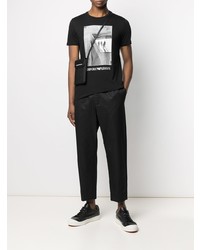 T-shirt à col rond imprimé noir et blanc Emporio Armani