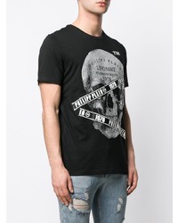 T-shirt à col rond imprimé noir et blanc Philipp Plein