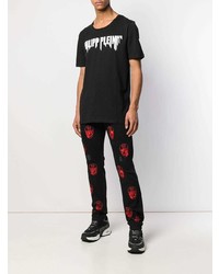 T-shirt à col rond imprimé noir et blanc Philipp Plein