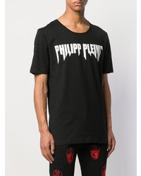 T-shirt à col rond imprimé noir et blanc Philipp Plein