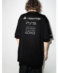 T-shirt à col rond imprimé noir et blanc Balenciaga