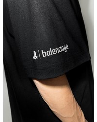 T-shirt à col rond imprimé noir et blanc Balenciaga