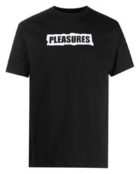 T-shirt à col rond imprimé noir et blanc Pleasures