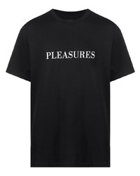 T-shirt à col rond imprimé noir et blanc Pleasures