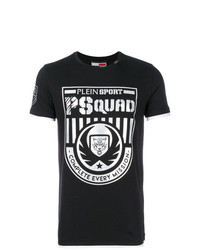 T-shirt à col rond imprimé noir et blanc Plein Sport