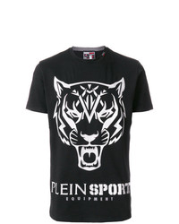 T-shirt à col rond imprimé noir et blanc Plein Sport