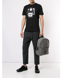 T-shirt à col rond imprimé noir et blanc Emporio Armani