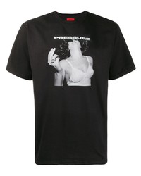 T-shirt à col rond imprimé noir et blanc Pressure