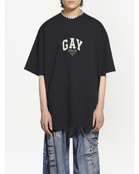 T-shirt à col rond imprimé noir et blanc Balenciaga