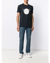 T-shirt à col rond imprimé noir et blanc Emporio Armani