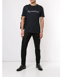 T-shirt à col rond imprimé noir et blanc Emporio Armani