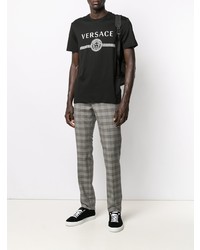 T-shirt à col rond imprimé noir et blanc Versace