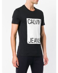 T-shirt à col rond imprimé noir et blanc Calvin Klein Jeans