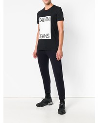 T-shirt à col rond imprimé noir et blanc Calvin Klein Jeans