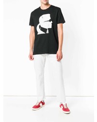 T-shirt à col rond imprimé noir et blanc Karl Lagerfeld