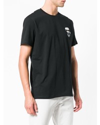 T-shirt à col rond imprimé noir et blanc Karl Lagerfeld