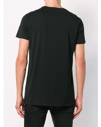 T-shirt à col rond imprimé noir et blanc Balmain