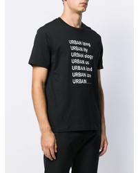 T-shirt à col rond imprimé noir et blanc Les Hommes Urban