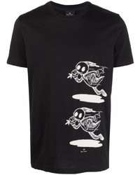 T-shirt à col rond imprimé noir et blanc PS Paul Smith