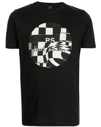 T-shirt à col rond imprimé noir et blanc PS Paul Smith