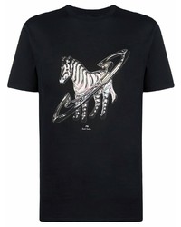 T-shirt à col rond imprimé noir et blanc PS Paul Smith