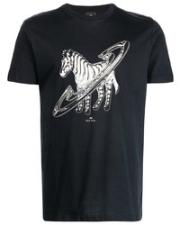 T-shirt à col rond imprimé noir et blanc PS Paul Smith