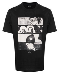 T-shirt à col rond imprimé noir et blanc PS Paul Smith